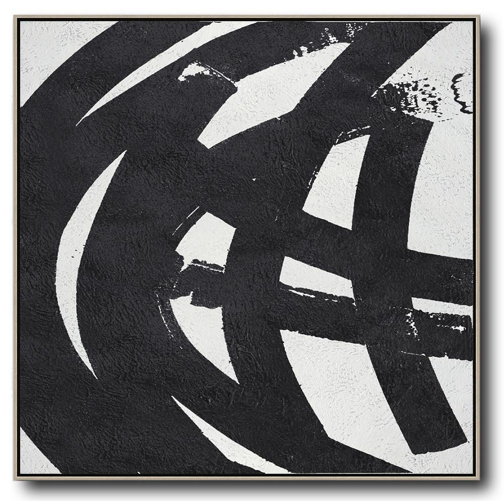 Minimal Black and White Painting #MN65A - Click Image to Close
